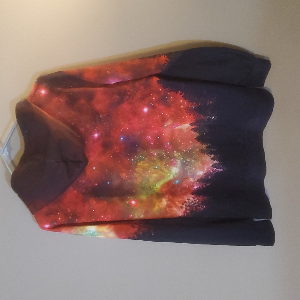 Red Night Sky hooded sweatshirt polyester multicolor L/XL - Picture 2 of 3